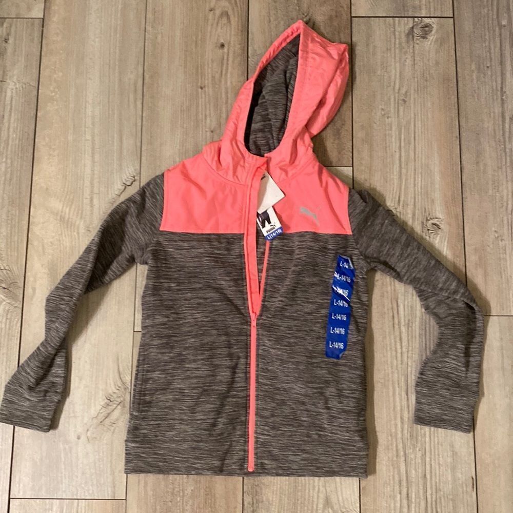 Large Puma Jacket Girls 14-16 Hot Pink & Gray